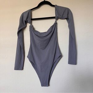 White Fox Long Sleeve Gray Bodysuit Size XS